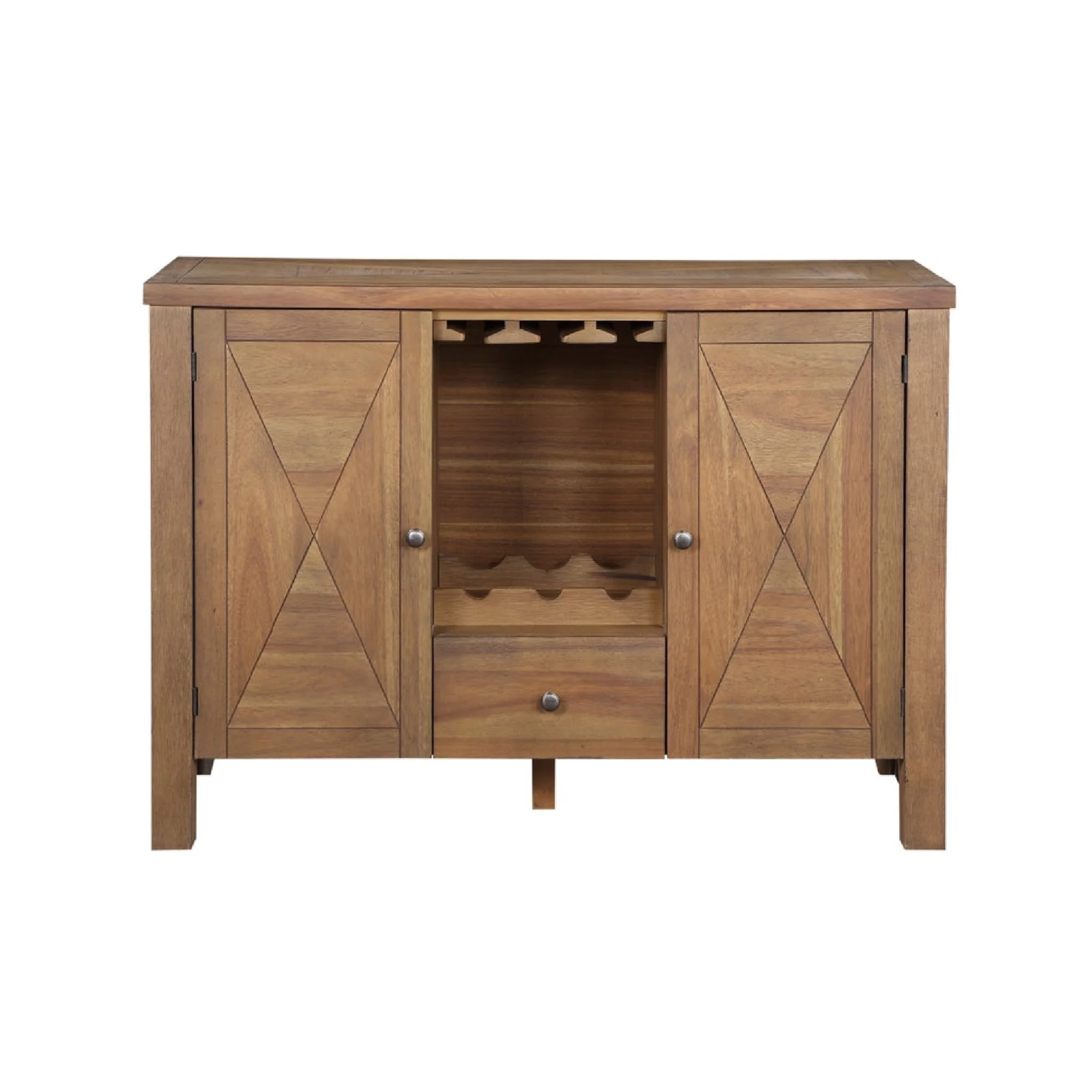 45 " Wood Sideboard Buffet Bar Cabinet Stemware Rack Rustic Brown