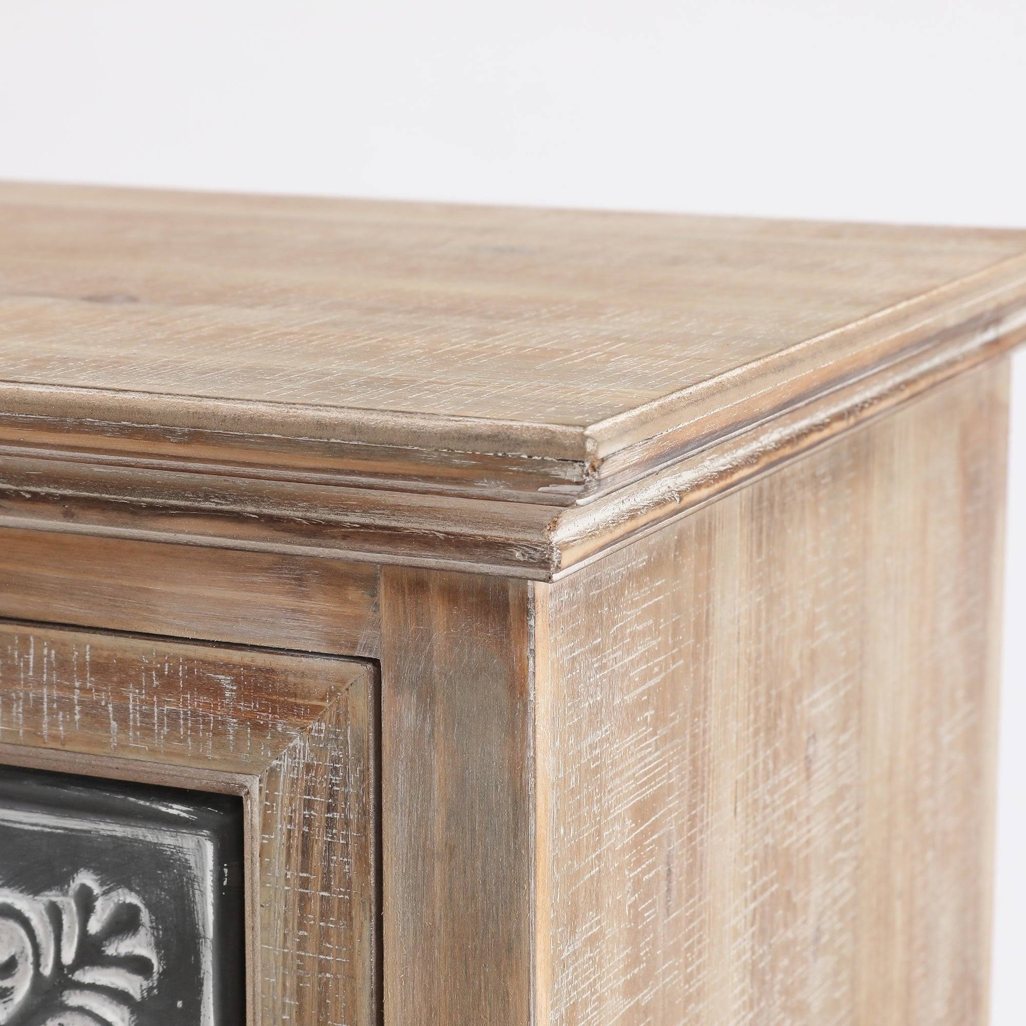 LuxenHome Metal and Wood Tall Tower Cabinet
