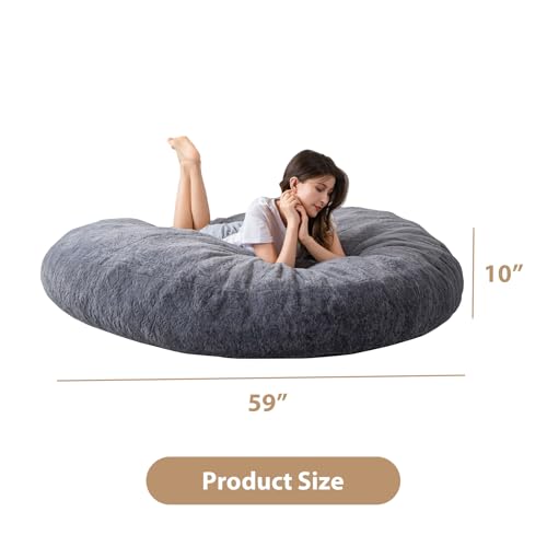 BYBYME 3 in 1 Bean Bag Chairs, Bean Bag Bed for Adults High-Density Foam Filling, Convertible Sofa Bed Faux Fur, Giant Bean Bag Chairs for Adults