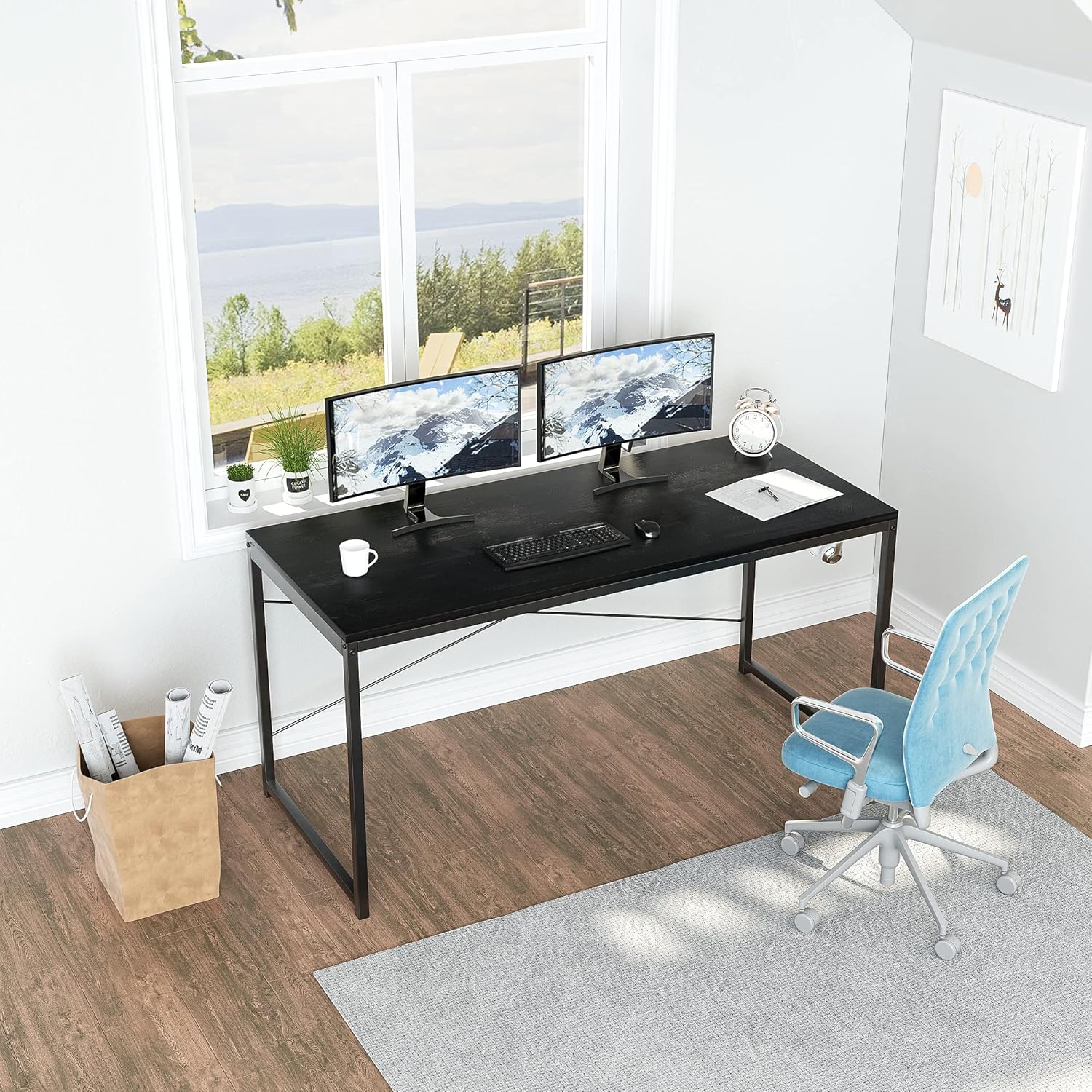 Molblly 40 Inch Computer Desk,Home Office Desk Study Table Study Writing Desk,Small Computer Desk for Small Spaces,Simple Style,Easy Assemble,Black 40"