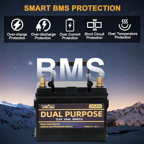WEIZE 12V 105AH Dual Purpose LiFePO4 Lithium Battery, 1000CCA Group 31 Group 27 GC2 Starter Battery Plus Deep Cycle Performance, Built-in Smart BMS, Perfect for Automotive, Trolling Motor, Marine, RV