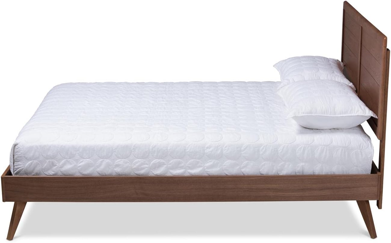Baxton Studio Artemis Mid-Century Wood Queen Platform Bed in Walnut Brown