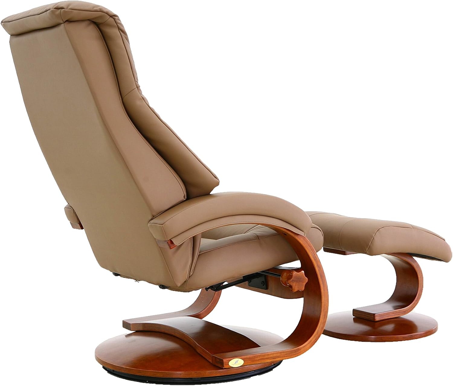 Oslo Collection by Mac Motion Mandal Recliner and Ottoman in Sand Top Grain Leather