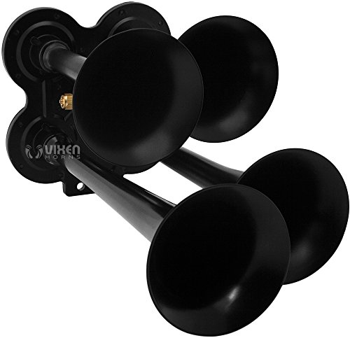 Vixen Horns Train Horn Kit for Trucks/Car/Semi. Complete Onboard System- 200psi Air Compressor, 2.5 Gallon Tank, 4 Trumpets. Super Loud dB. Fits Vehicles Like Pickup/Jeep/RV/SUV 12v VXO8325/4114B