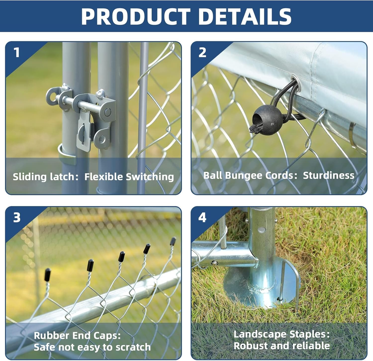10x10 ft Extra Large Outdoor Dog Kennel, Anti-Rust Dog Cage with Roof, Galvanized Chain Link Dog Runs with Waterproof UV-Resistant Cover Heavy Duty Dog Enclosures Upgraded Secure Lock
