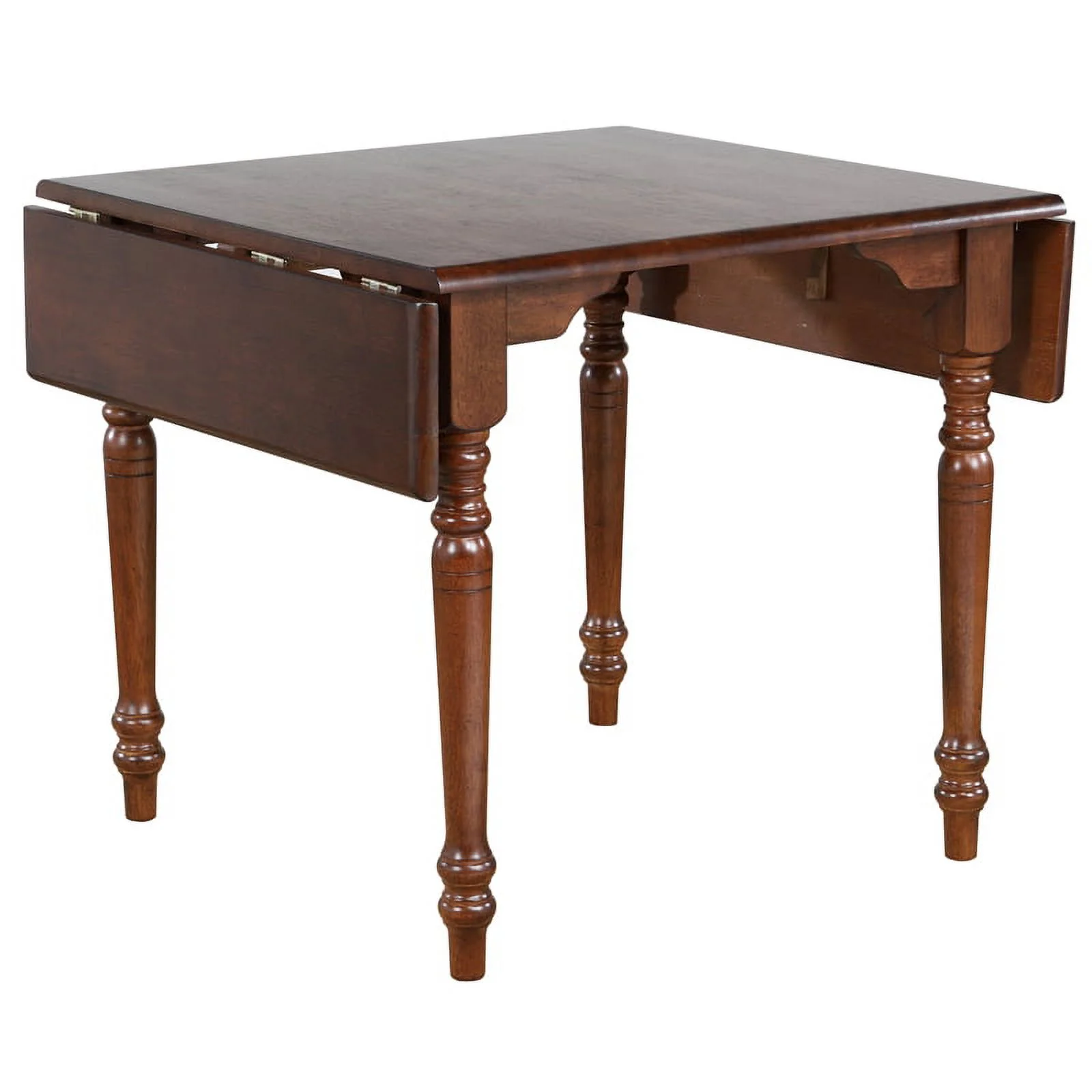 Bowery Hill Rectangle Drop Leaf Dining Table Antique White/Chestnut Brown Wood