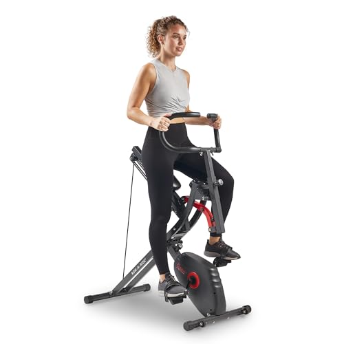 Sunny Health & Fitness Row-N-Ride PRO, Full Body Combo Squat Machine w/Optional Resistance Band, Easy Setup Ab Workout Exercise Equipment for Home, Whole Body Cardio, Optional SunnyFit App Connection