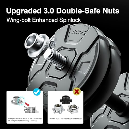 Heavy Adjustable Dumbbell Barbell Set - RUNWE 100 90 70 50 lb Weight set for Option, Metal Dumbbell Grip and Barbell Bar, 1" Center Hole Weight Plate, 3-in-1 Adjustable dumbbell, Barbell and Push-up Stand