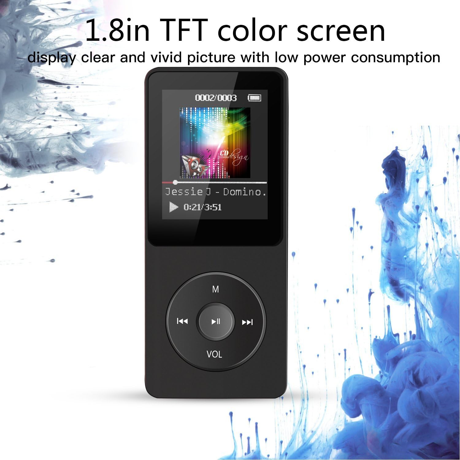 AGPTEK A02S 16GB MP3 Player with FM Radio, Voice Recorder, 70 Hours Playback and Expandable Up to 128GB, Black Pack of 2