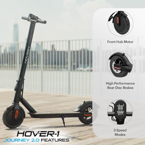 Hover-1 Journey 2.0 Foldable Electric Scooter for Adults with 300W Brushless Motor, 16 mph Max Speed, 8.5” Air-Filled Tires and 16 Mile Range Commuter Scooter for Adults and Teens