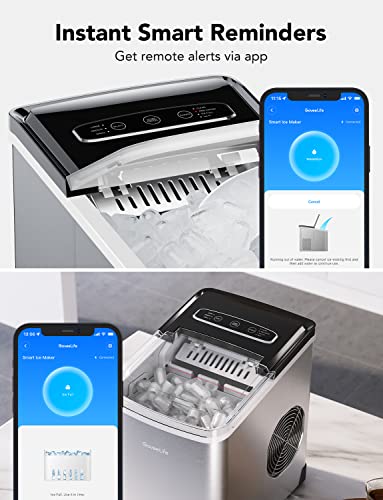 GoveeLife Smart Ice Maker Machine Countertop with Self Cleaning, Voice Remote, 26lbs in 24Hrs, 9 Ice Cubes in 6 Minutes 3 Sizes, Portable Ice Makers with Basket and Scoop, for Home Kitchen Camping RV