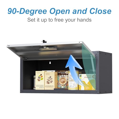 Garage Storage Cabinet Wall Cabinet with 2 Doors,Lockable Tool Cabinets Wall Mounted with Adjustale Shelves,Heavy Duty Steel Hanging Cabinets for Warehouse Kitchen Laundry,Assembly Required