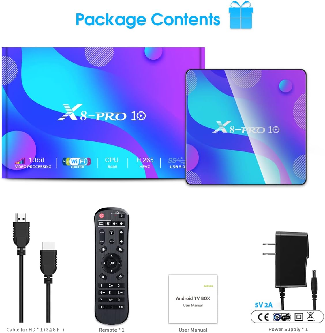 Android 11.0 TV Box , Antfraer Android TV Box 4GB RAM 64GB ROM RK3318 Quad-Core 64 Bits，TV Box Support Dual-WiFi 2.4GHz/5GHz BT 4.0 USB 3.0 3D 4K Android Box Pack of 2