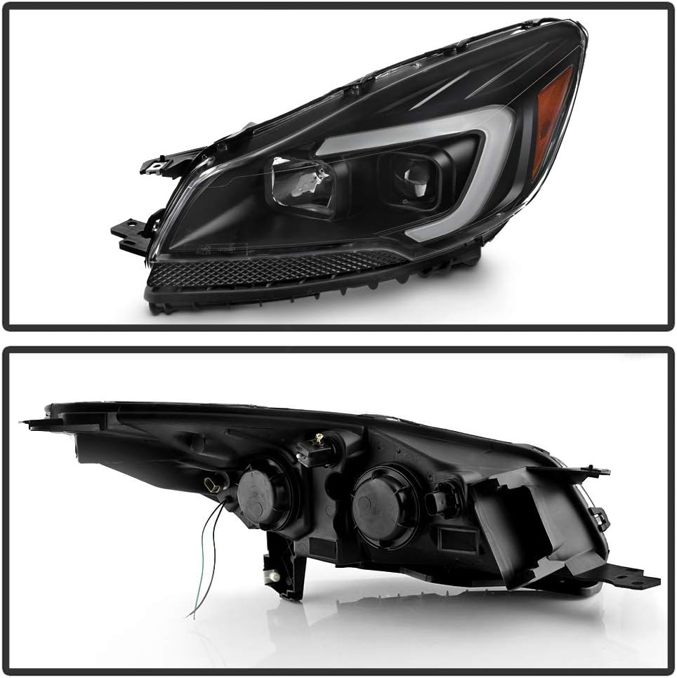 ACANII - For 2013-2016 Ford Escape LED Light Tube Black Projector Headlights Headlamps Replacement Driver+Passenger Side