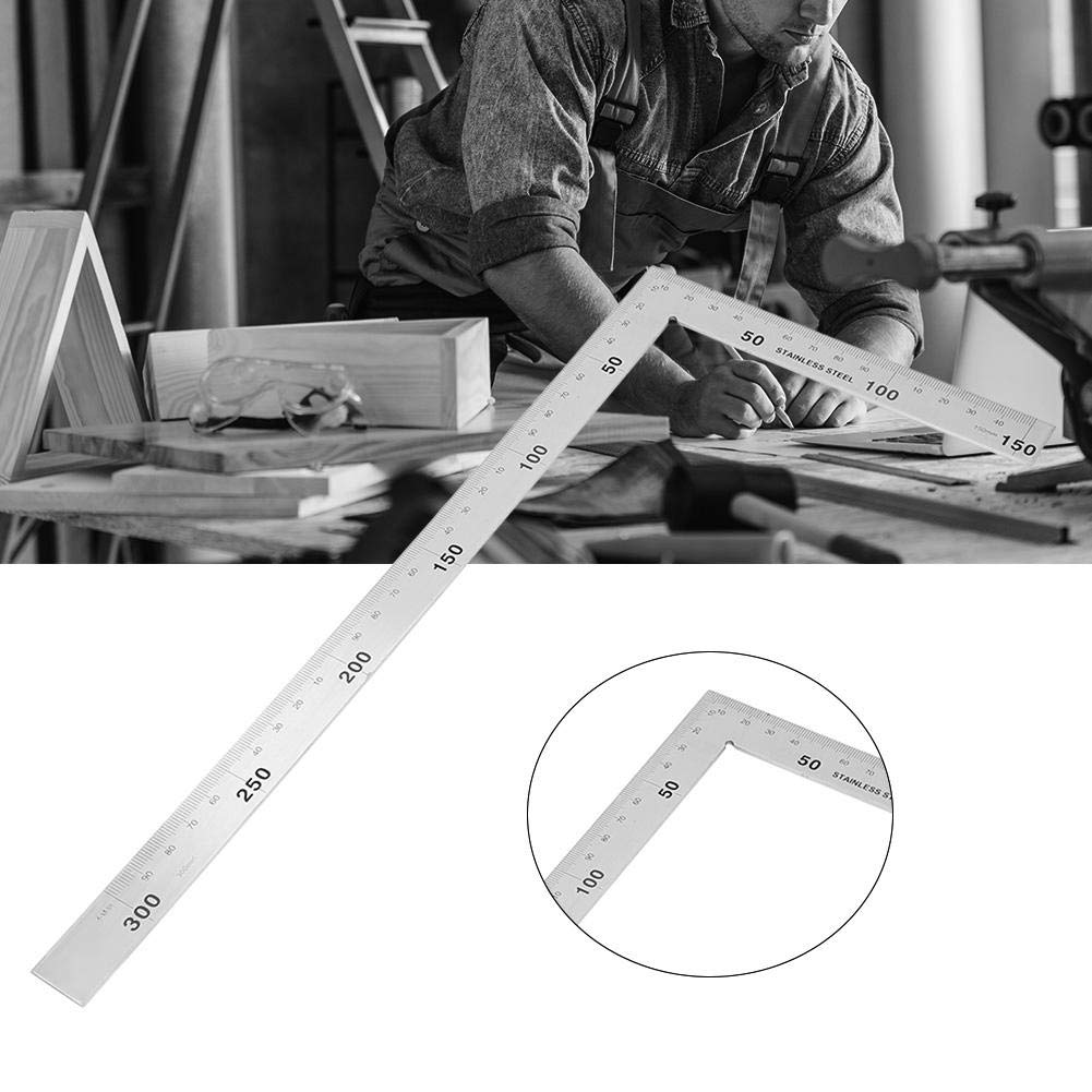 L-Shaped Framing Square Stainless Steel 90 Degree Right Angle Square Ruler Carpenter��s Square Metal Measurement Square Tool(300mm150mm)