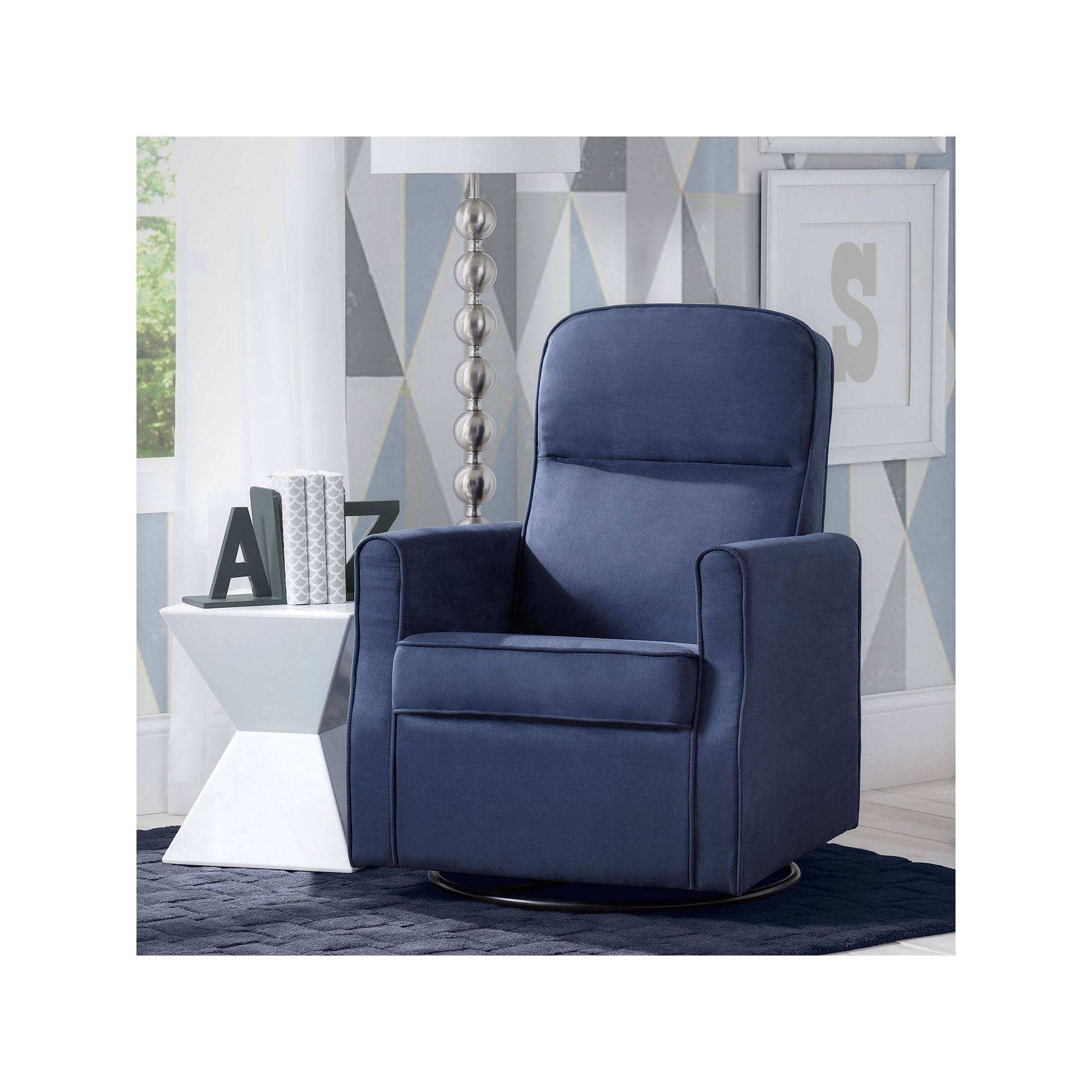 Delta Children Clair Slim Glider Nursery Swivel Rocker Chair - Navy