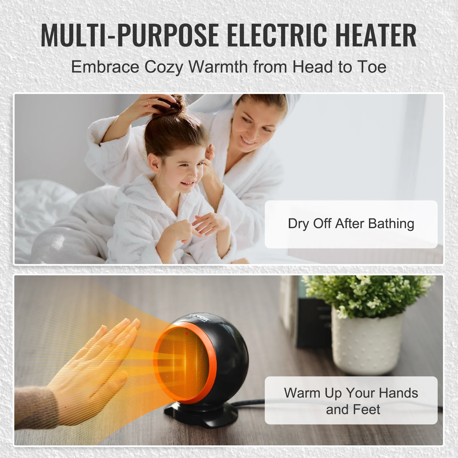 BENTISM 500W Electric Fan Forced Portable Space Heater 6 in Overheat Protection