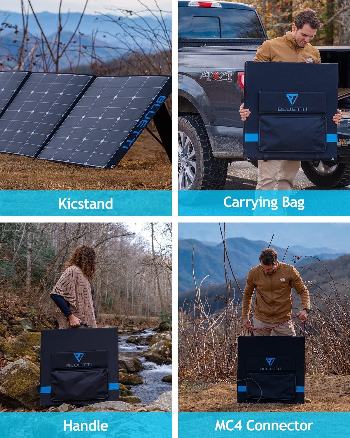 BLUETTI SP350 350W Solar Panel for AC200MAX/AC200P/AC300/EB240/EB150 Portable Power Stations with Adjustable Kickstand, Foldable Solar Power Backup for Outdoor Camping,Off Grid System