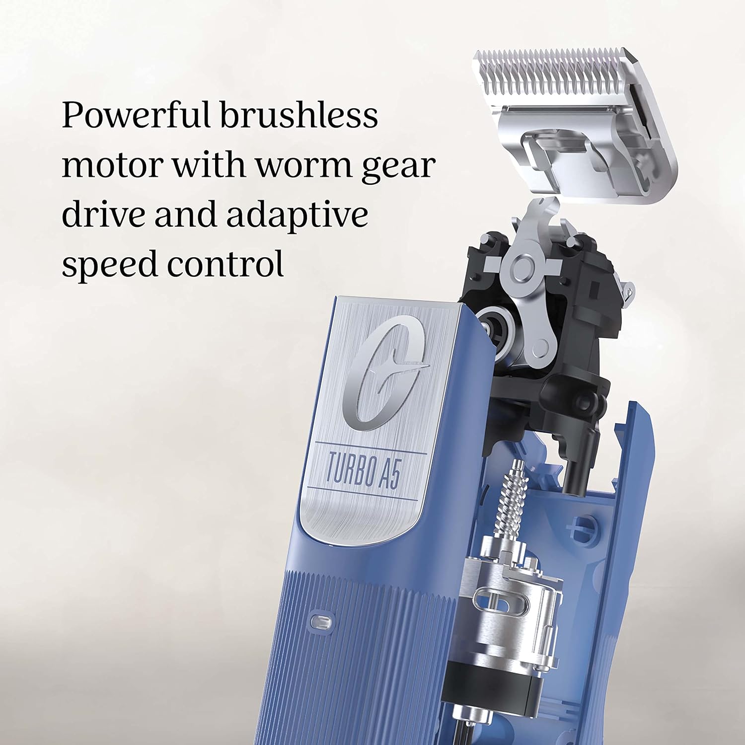 Oster Professional Cordless Turbo A5 Animal Clipper with Lithium-Ion Battery, Detachable Blade, Blue for dogs