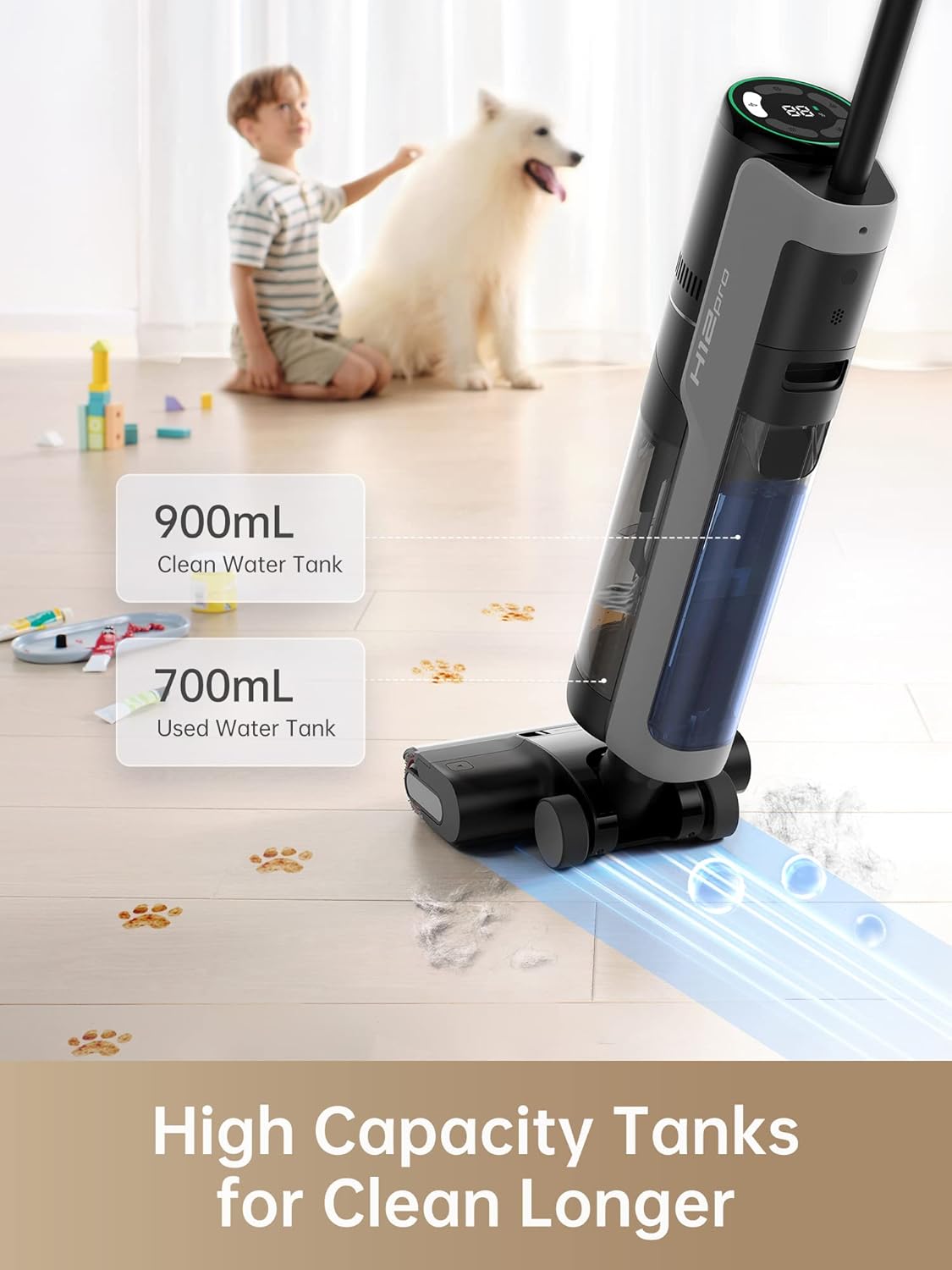 dreame H12 PRO Wet Dry Vacuum Cleaner, Smart Floor Cleaner Cordless Vacuum and Mop for Hard Floors, One-Step Edge to Edge Cleaning with Hot Air Drying