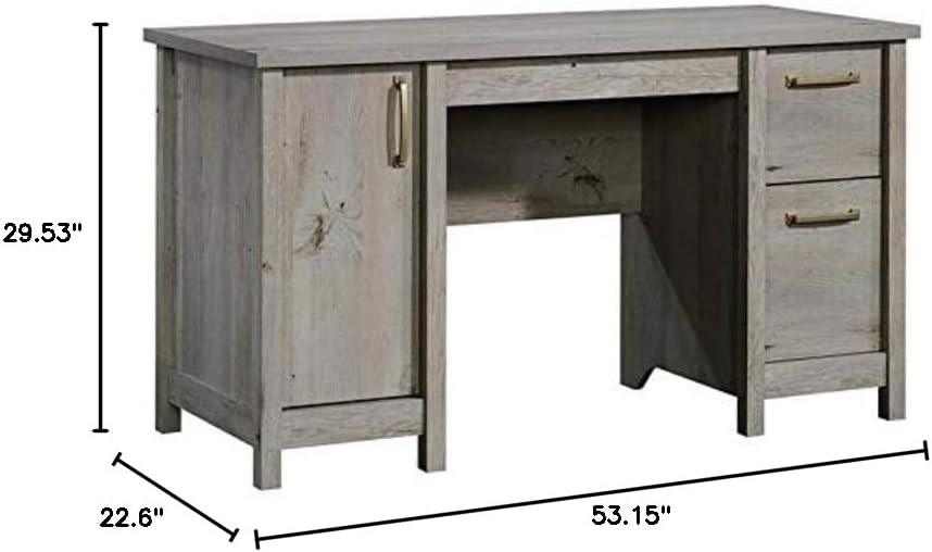 Pemberly Row Coastal Engineered Wood Computer Desk in Mystic Oak