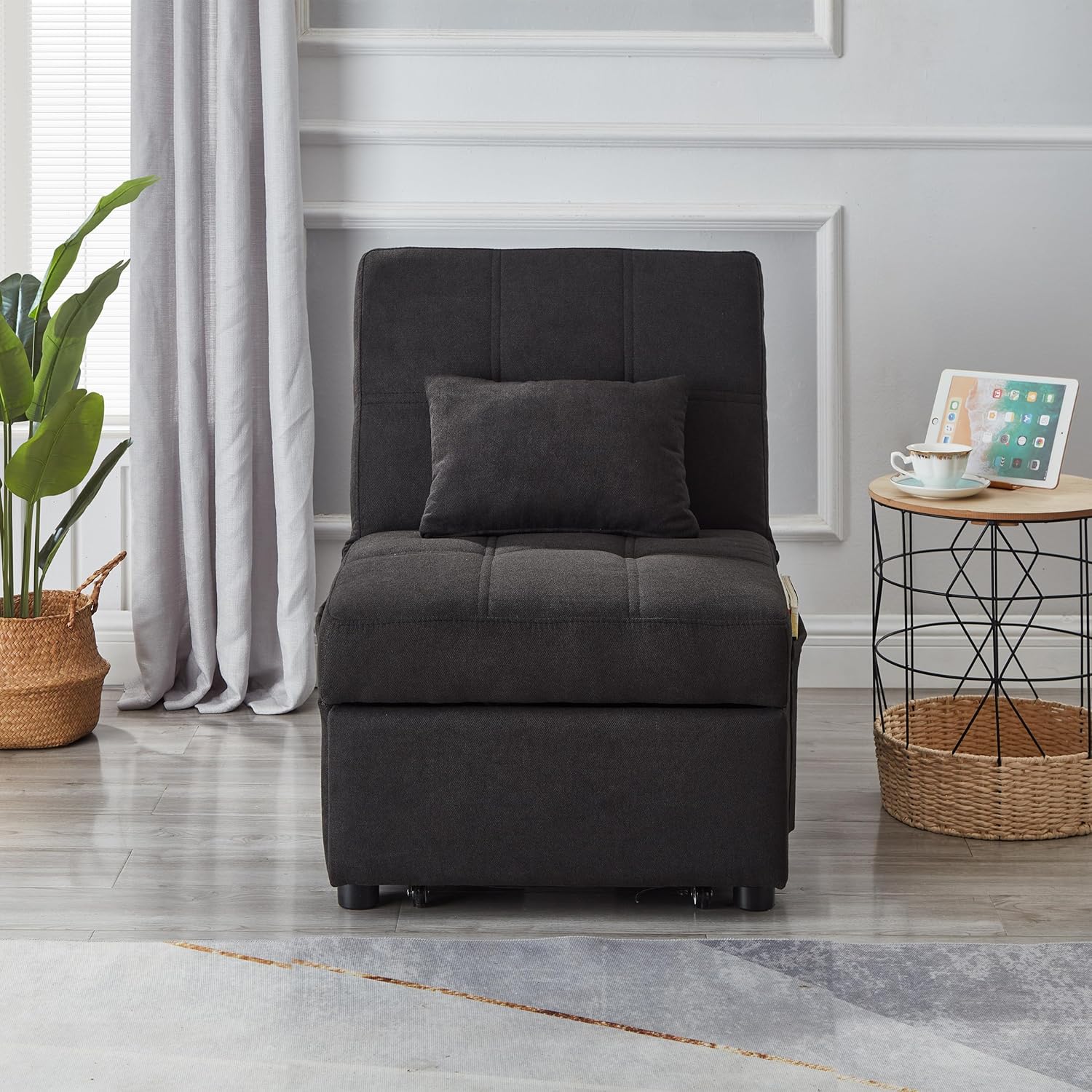 Sleeper Chair Bed Convertible Chairs,Fold Out Single Sofa Bed,4 in 1 Function, Work as Ottoman, Chair,Sofa Bed and Chaise Lounge for Small Space Living
