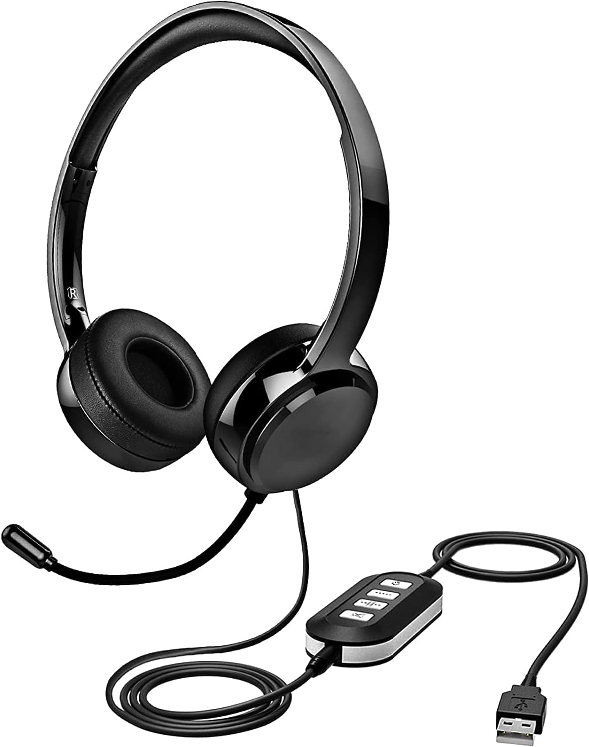 Headset with Microphone for PC, Quality 3.5mm/USB Headset with Microphone Noise Canceling for Laptop, Computer Headset with Mute/Sidetone, USB Headphones with Microphone Long Cord for Zoom MS Teams