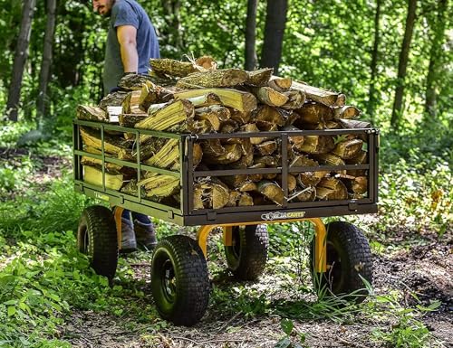 Gorilla Carts 1000 Pound Capacity Heavy Duty Steel Mesh Versatile Utility Wagon Cart with Easy Grip Handle for Outdoor Hauling and Gardening, Gray