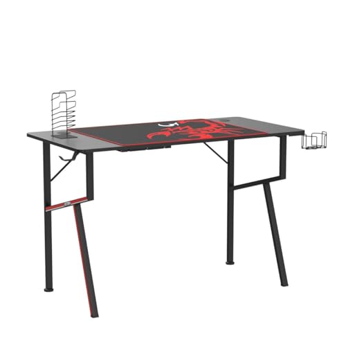 EE EUREKA ERGONOMIC gaming desk office desk Computer Desk home table 47 Inch desk with Mouse Pad Headset Hook Cup Holder Controller Stand, Black