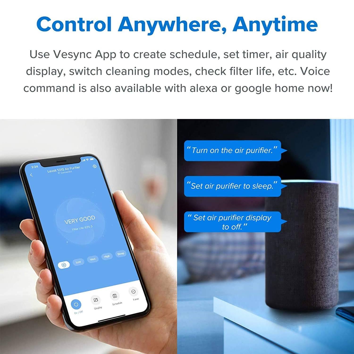 Levoit Smart WiFi Air Purifier for Home Large Room with True HEPA Filter (3C)