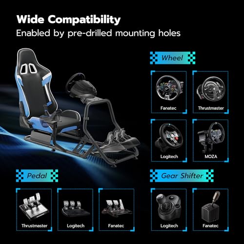 ARES WING Racing Simulator Cockpit with Monitor Mount and Seat, Formula and GT Sim Racing Cockpit Compatible with Fanatec, Thrustmaster, Logitech, Moza Racing Games on PS5, PS4, Xbox and PC