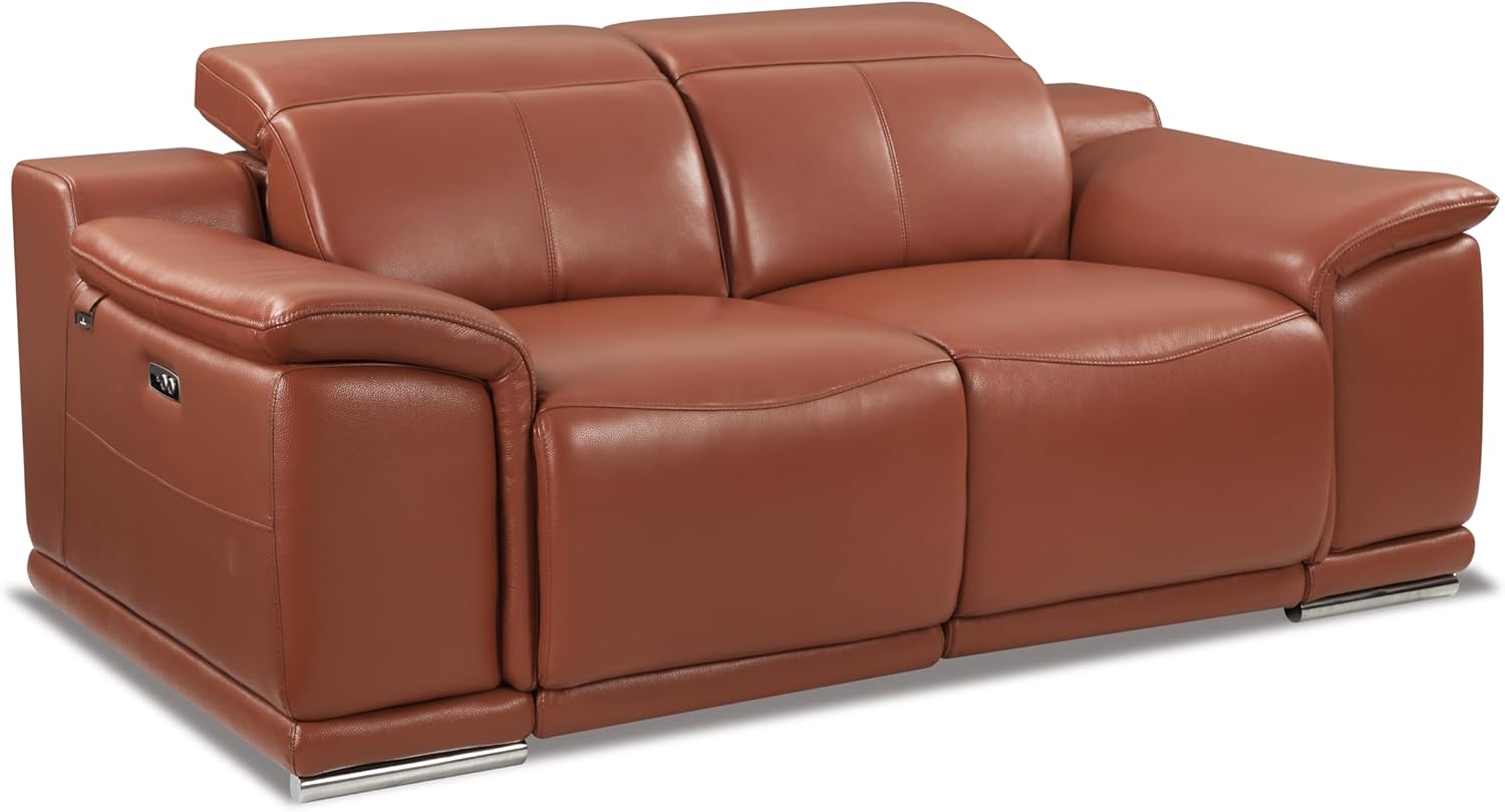 Global United Genuine Italian Leather Power Reclining Loveseat