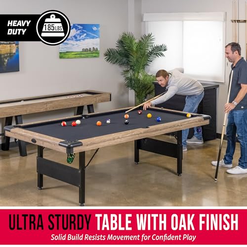 GoSports 7 or 8 ft Portable Pool Table - No Assembly Required Folding Billiard Table