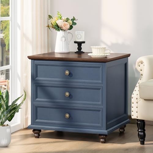 Farmhouse Coffee Table Set of 3, Furniture Set with Charging Station, Coffee Table with Hidden Storage Organizer and Nightsand 3-piece set, Country Center Table Set for Living Room,Office, Home