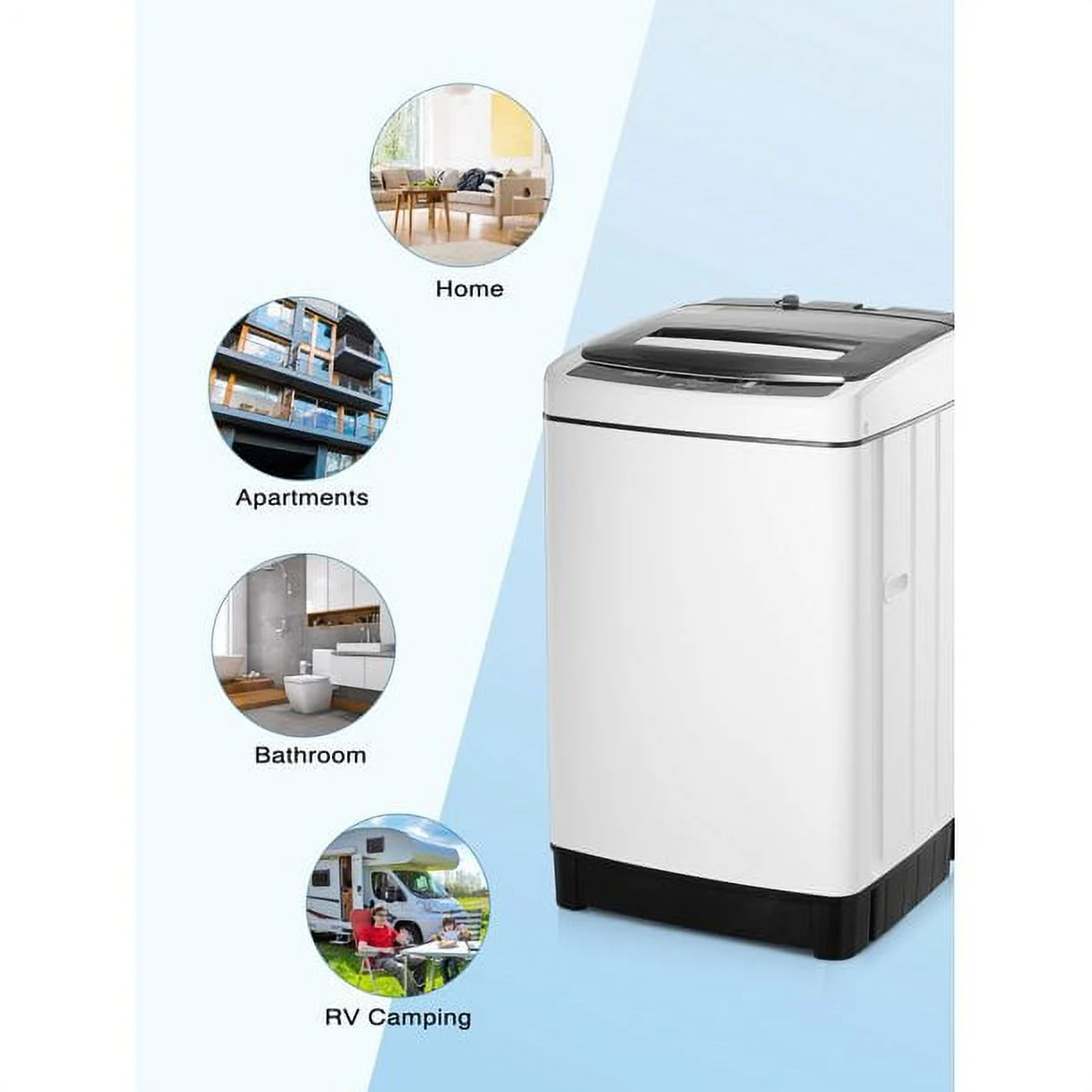Portable Washing Machine 1.5 Cu.Ft, Compact Washer with 11lbs Capacity, 8 Wash Programs Laundry Washer with Drain Pump, Full Automatic Washer for Apartments, Camping, Dorms, College Rooms, Rv’s, White