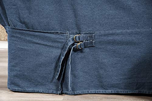 2 Piece Cotton Washed Heavy Denim Sofa Slipcover, Blue