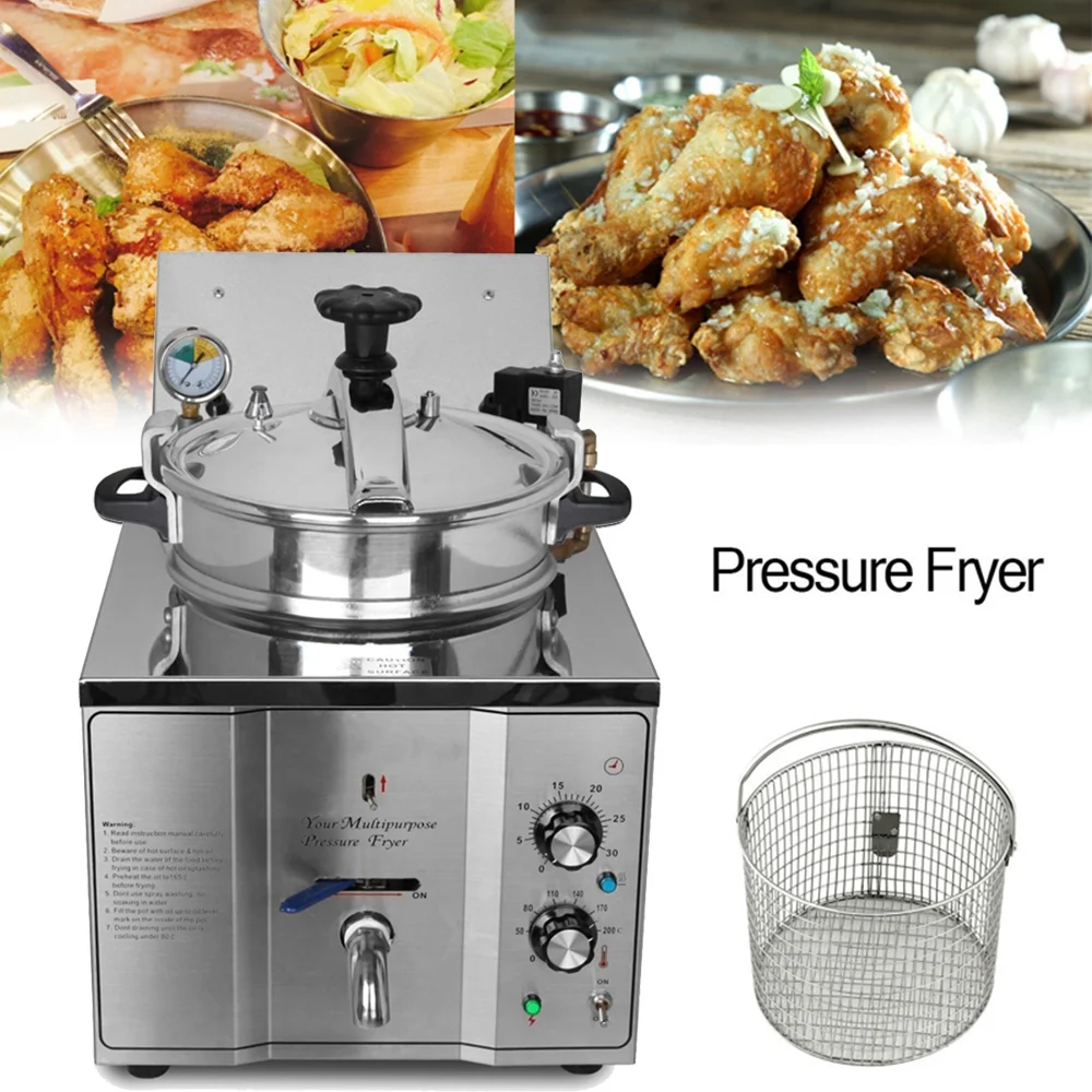 INTBUYING 16L Electric High Pressure Fried Chicken Stove Stainless Steel