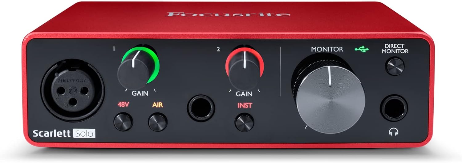 Rode PSA1 & Focusrite Scarlett Solo 3rd Gen USB Audio Interface, for the Guitarist, Vocalist, Podcaster or Producer — High-Fidelity, Studio Quality Recording, and All the Software You Need to Record
