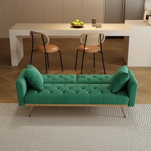 Velvet Convertible Sofabed, Futon Sofa Bed,68.3" Small Sofa Bed Couch with Adjustable Backrest,Modern Loveseat for Living Room, Bedroom, Office, Green
