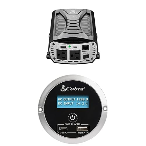 Cobra PRO 2500W Professional Grade Power Inverter, Portable – 2500-Watt Car Charger, 4 Grounded AC Outlets, 2 Fast Charge USB Ports and Remote Controller (CPIALCDG1) Compatible