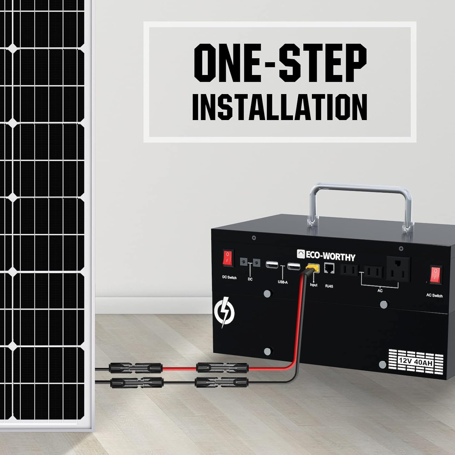 ECO-WORTHY 400W 1.6KWH Complete Solar Power System for RV/Camper/Marine/Emergency, New-Design Plug-and-Play Solar Panel Kit: 2*195W Solar Panels+1024WH Power Station (Less Wires&Power Loss)