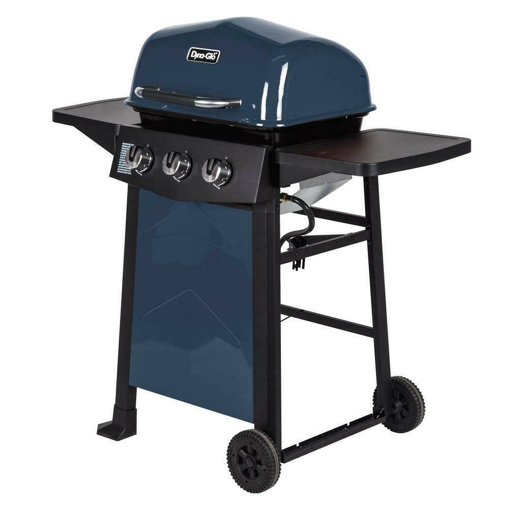 Dyna-Glo 3-Burner Open Cart Propane Gas Grill in Blue