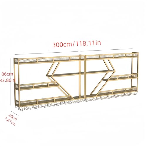 79/94/118" Metal Wine Rack Wall Mounted, Modern Bar Shelves Wall Mounted Wine Rack with LED Light, Liquor Shelf Wall Mounted, Bar Shelves for Liquor Bottles (Black with Blue Led, 71--3 Tier)