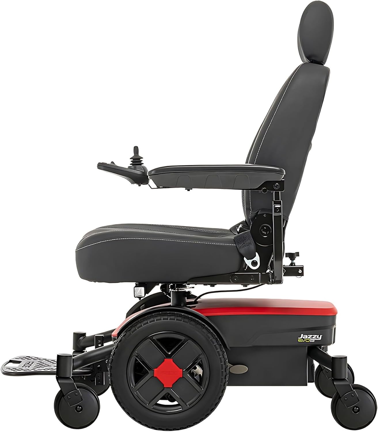 Pride Jazzy EVO 613 Li Power Chair - Electric Wheelchair Scooter for Adults, Lithium Battery, 300 Lbs Weight Capacity, Cardinal Red, 16"x16-18" Seat Size