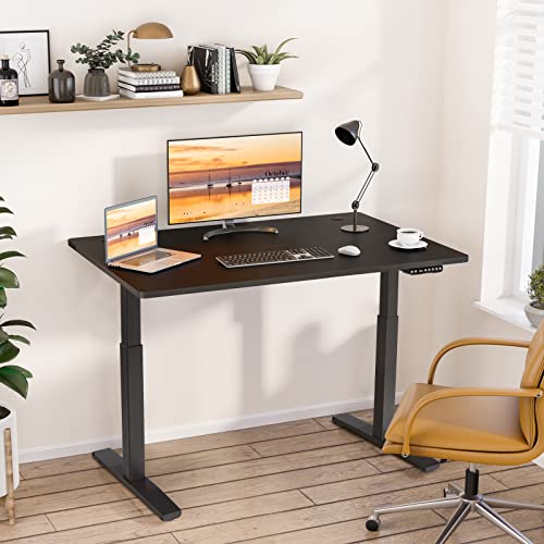 COSTWAY Electric Stand up Desk Frame, Ergonomic Sit to Stand Desk Frame w/Adjustable Height & Width, DIY Workstation Base w/Memory Controller for Home Office(Frame Only) (Black)