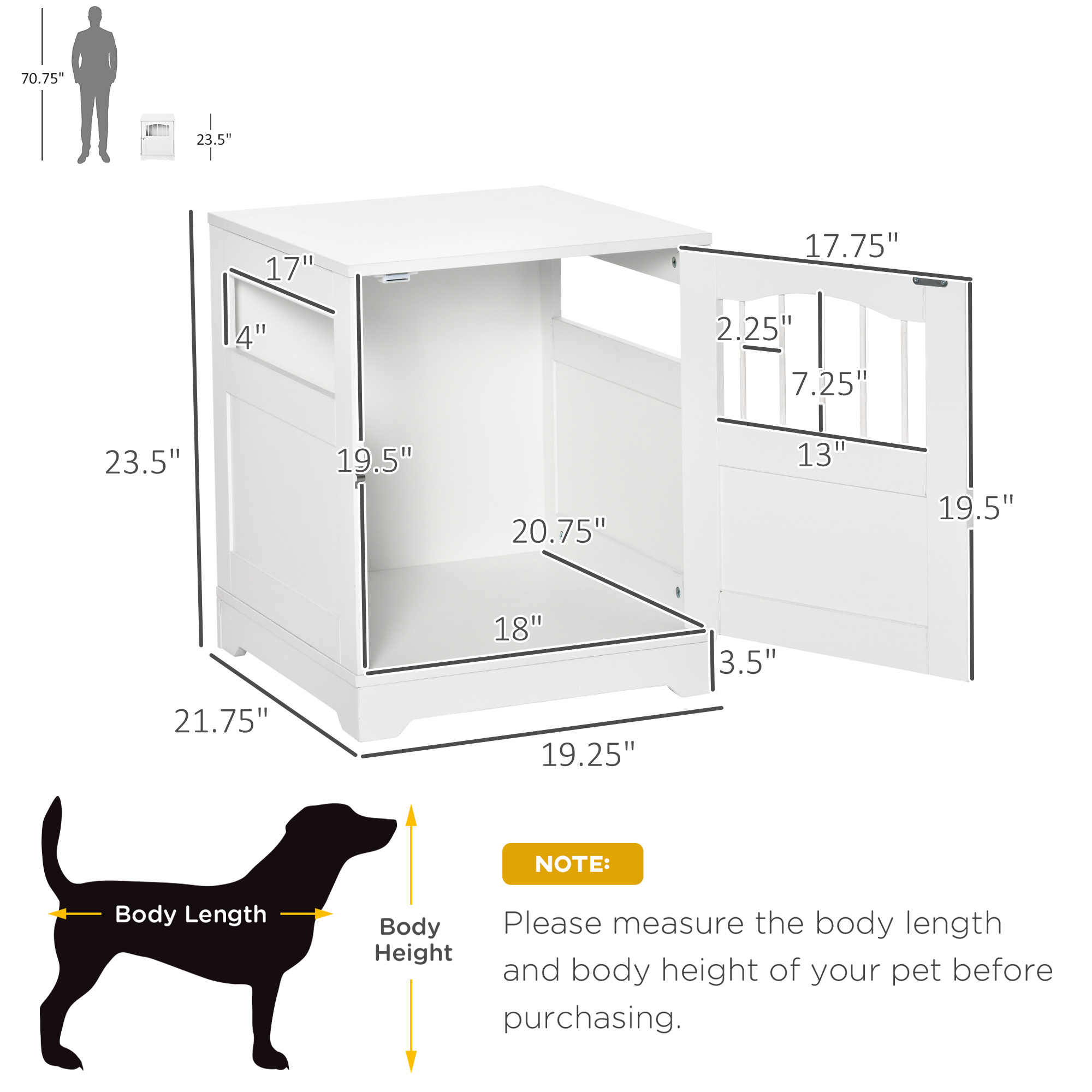 PawHut Furniture Style Dog Kennel House, w/ Cushion for Miniature Pets, White