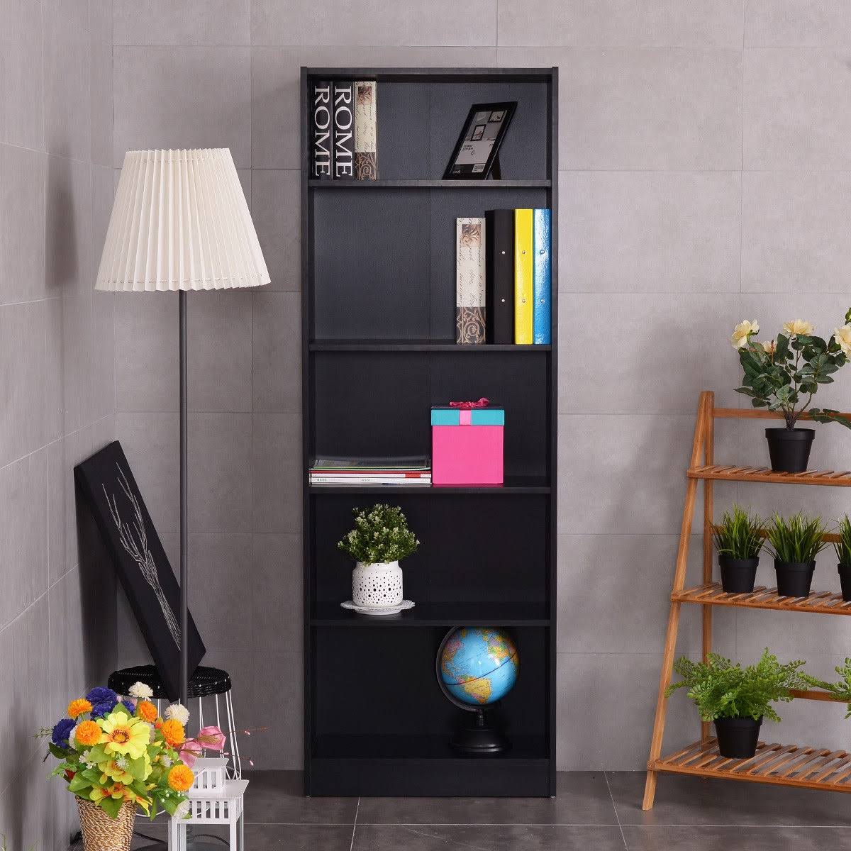 Modern 5 Tier Storage Media Shelf Cabinet Bookcase