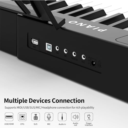 Digital Piano 88 Key Full Size Semi Weighted Electronic Keyboard Piano Set with Stand,Built-In Speakers,Electric Piano Keyboard with Sustain Pedal,Bluetooth,MIDI/USB/MP3 for Beginners Adults