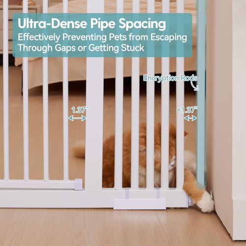55.1" Extra Tall Pet Gate, 29.9-44.4" Wide Dog Gates for Doorways & Stairs, Metal Auto Close Cat Gate, Pressure Mounted Dog Gate, NO Tools Needed NO Drilling, Black