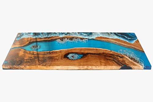 Customized Large Epoxy Table, Resin River Dining Table for 2, 4, 6, 8, Living Room Table Epoxy Coffee Table Top, Bar Counter (16.5" Inches Tall, 48 x 24 Inches)